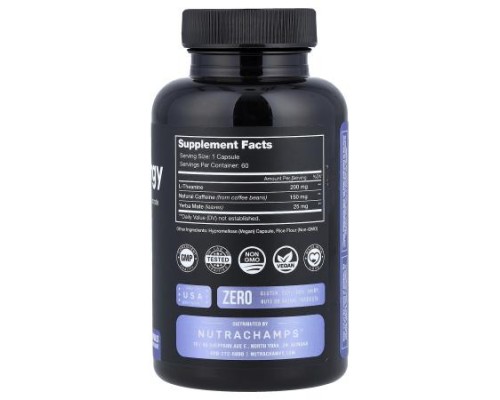 NutraChamps, Focused Energy, 60 Vegan Capsules