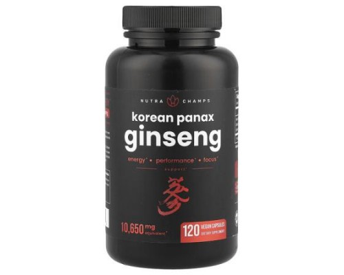 NutraChamps, Korean Panax Ginseng, 120 Vegan Capsules (532.5 mg Capsule Each) NutraChamps, Korean Panax Ginseng, 120 Vegan Capsules (532.5 mg Capsule Each)