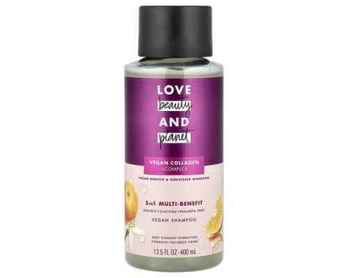 Love Beauty and Planet, 5-in-1 Multi-Benefit Vegan Shampoo, Vegan Keratin & Sun-Kissed Mandarin, 13.5 fl oz (400 ml)