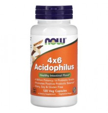 NOW Foods, 4x6 Acidophilus, 120 Veg Capsules