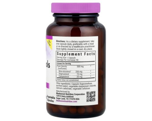 Bluebonnet Nutrition, Plant Sterols, 90 Vegetable Capsules