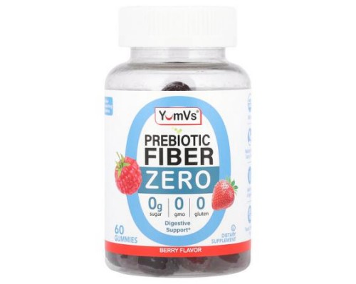 YumVs, Zero Prebiotic Fiber Gummies, Berry, 60 Gummies