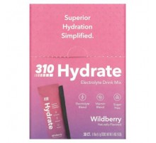 310 Nutrition, Hydrate, Electrolyte Drink Mix, Wildberry, 30 Sticks, 0.18 oz (5.1 g) Each