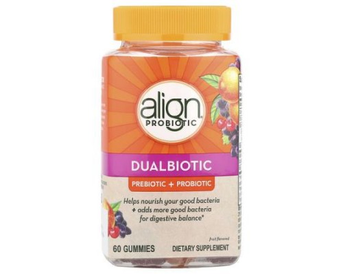 Align Probiotics, Dualbiotic, Prebiotic + Probiotic, Fruit, 60 Gummies Align Probiotics, Dualbiotic, Prebiotic + Probiotic, Fruit, 60 Gummies