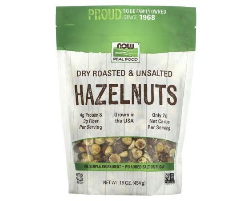 NOW Foods, Hazelnuts, Dry Roasted & Unsalted, 16 oz (454 g)