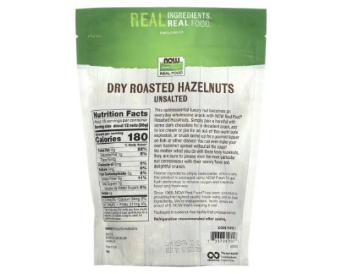 NOW Foods, Hazelnuts, Dry Roasted & Unsalted, 16 oz (454 g)