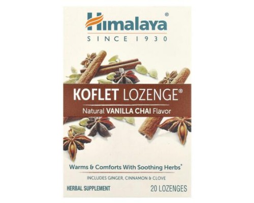Himalaya, Koflet Lozenge®, Natural Vanilla Chai, 20 Lozenges Himalaya, Koflet Lozenge®, Natural Vanilla Chai, 20 Lozenges