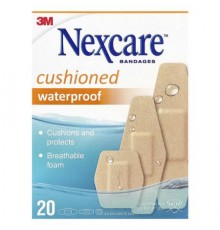 Nexcare, Cushioned Waterproof Bandages, 20 Assorted Sizes