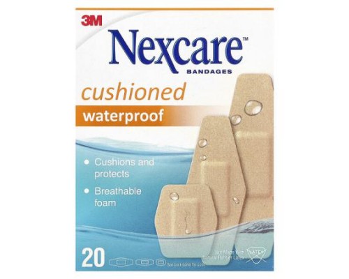 Nexcare, Cushioned Waterproof Bandages, 20 Assorted Sizes