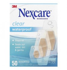 Nexcare, Clear Waterproof Bandages, 50 Assorted Sizes