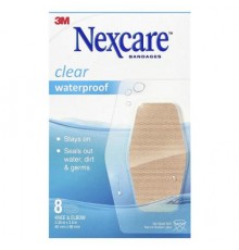 Nexcare, Clear Waterproof Bandages, Knee & Elbow, 8 Bandages