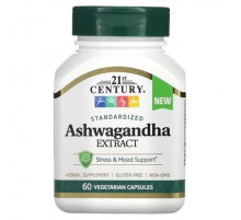 21st Century, Standardized Ashwagandha Extract, 60 Vegetarian Capsules (500 mg per Capsule)