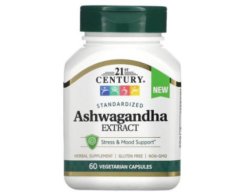 21st Century, Standardized Ashwagandha Extract, 60 Vegetarian Capsules (500 mg per Capsule) 21st Century, Standardized Ashwagandha Extract, 60 Vegetarian Capsules (500 mg per Capsule)