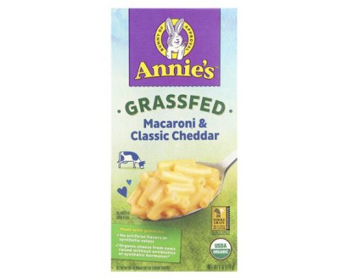 Annie's Homegrown, Grassfed Macaroni & Classic Cheddar, 6 oz (170 g) Annie's Homegrown, Grassfed Macaroni & Classic Cheddar, 6 oz (170 g)
