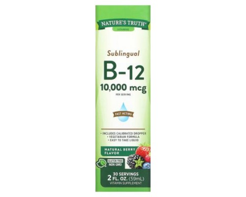 Nature's Truth, Sublingual B-12, Natural Berry, 10,000 mcg, 2 fl oz (59 ml)