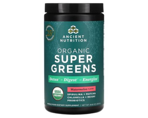 Ancient Nutrition, Organic SuperGreens, Watermelon, 8.82 oz (250 g)