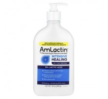 AmLactin, Intensive Healing, Exfoliating & Hydrating AHA Lotion, Dry, Flaky, Ashy Skin, Fragrance Free, 14.1 oz (400 g)