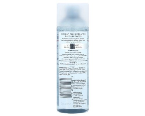 Eucerin, Hydrating Micellar Water + Hyaluronic Acid, Fragrance Free , 6.8 fl oz (200 ml)