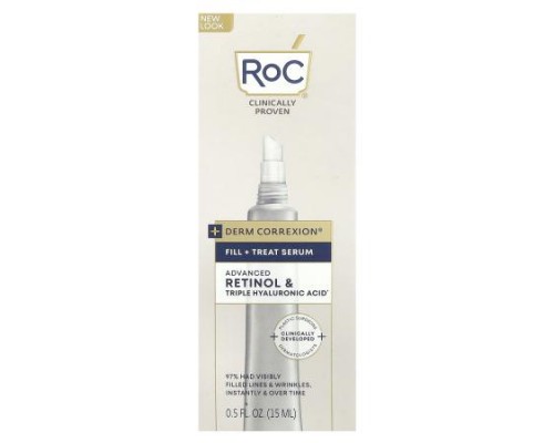 RoC, Derm Correxion®, Fill + Treat Serum, Advanced Retinol & Triple Hyaluronic Acid, 0.5 fl oz (15 ml) RoC, Derm Correxion®, Fill + Treat Serum, Advanced Retinol & Triple Hyaluronic Acid, 0.5 fl oz (15 ml)
