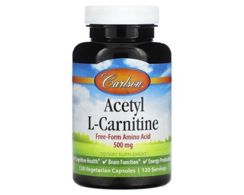 Carlson, Acetyl-L-Carnitine, 500 mg, 120 Vegetarian Capsules Carlson, Acetyl-L-Carnitine, 500 mg, 120 Vegetarian Capsules