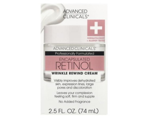 Advanced Clinicals, Encapsulated Retinol, Wrinkle Rewind Cream, 2.5 fl oz (74 ml) Advanced Clinicals, Encapsulated Retinol, Wrinkle Rewind Cream, 2.5 fl oz (74 ml)