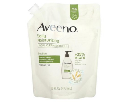 Aveeno, Daily Moisturizing, Facial Cleanser Refill, Dry Skin, Fragrance Free, 16 fl oz. (473 ml) Aveeno, Daily Moisturizing, Facial Cleanser Refill, Dry Skin, Fragrance Free, 16 fl oz. (473 ml)