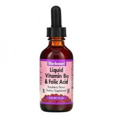 Bluebonnet Nutrition, Liquid Vitamin B-12 & Folic Acid, Raspberry , 2 fl oz (59 ml)