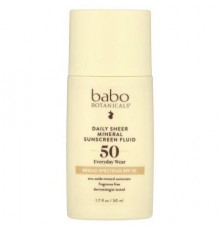 Babo Botanicals, Daily Sheer Mineral Sunscreen Fluid, SPF 50, Fragrance Free, 1.7 fl oz (50 ml)