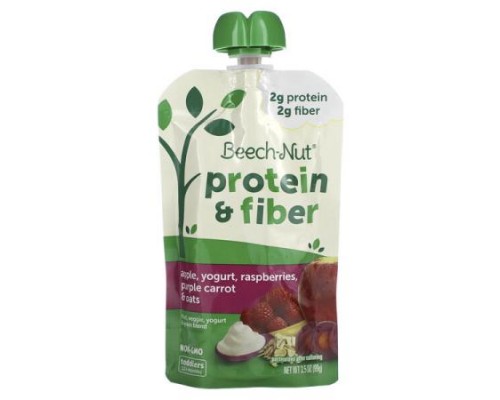 Beech-Nut, Fruit, Veggie, Yogurt & Grain Blend, Protein & Fiber, 12+ Months, Apple, Yogurt, Raspberries, Purple Carrot & Oats, 3.5 oz (99 g) Beech-Nut, Fruit, Veggie, Yogurt & Grain Blend, Protein & Fiber, 12+ Months, Apple, Yogurt, Raspberries, Purple Carrot & Oats, 3.5 oz (99 g)