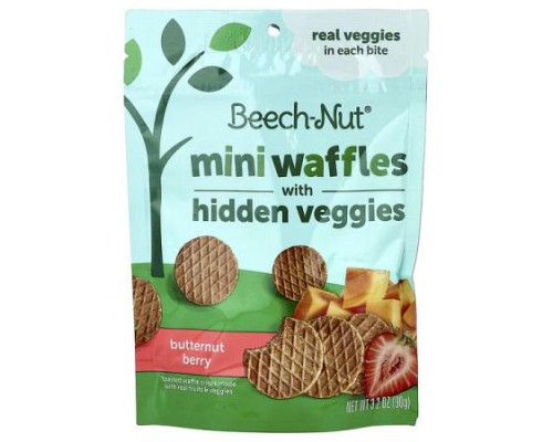 Beech-Nut, Mini Waffles with Hidden Veggies, 12+ Months, Butternut Berry, 3.2 oz (90 g) Beech-Nut, Mini Waffles with Hidden Veggies, 12+ Months, Butternut Berry, 3.2 oz (90 g)