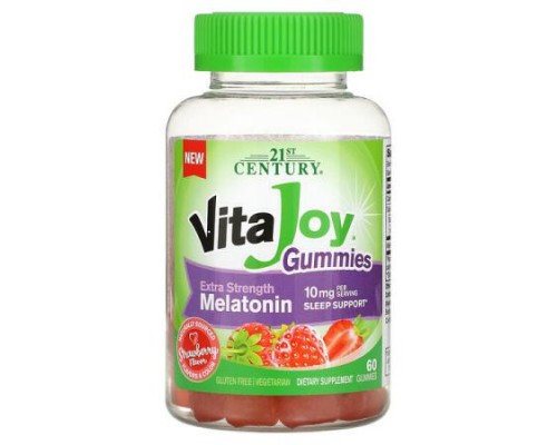 21st Century, Vita Joy Melatonin Gummies, Extra Strength, Strawberry, 60 Gummies (5 mg per Gummy) 21st Century, Vita Joy Melatonin Gummies, Extra Strength, Strawberry, 60 Gummies (5 mg per Gummy)