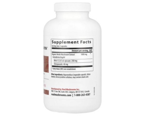 Real Mushrooms, Reishi, Mushroom Extract Powder, 200 Capsules Real Mushrooms, Reishi, Mushroom Extract Powder, 200 Capsules