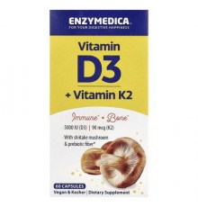 Enzymedica, Vitamin D3 + Vitamin K2, 60 Capsules