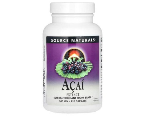 Source Naturals, Acai Extract, 500 mg, 120 Capsules Source Naturals, Acai Extract, 500 mg, 120 Capsules