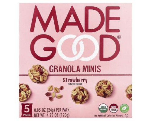 MadeGood, Granola Minis, Strawberry, 5 Packets, 0.85 oz (24 g) Each MadeGood, Granola Minis, Strawberry, 5 Packets, 0.85 oz (24 g) Each