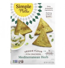 Simple Mills, Veggie Flour Pita Crackers, Mediterranean Herb, 4.25 oz (120 g)