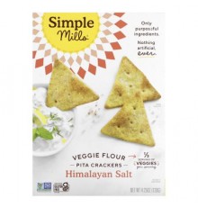 Simple Mills, Veggie Flour Pita Crackers, Himalayan Salt, 4.25 oz (120 g)