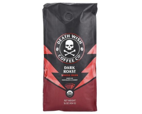 Death Wish Coffee, Whole Bean, Dark Roast, 16 oz (454 g)