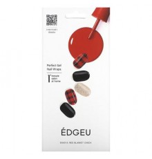 Edgeu, Perfect Gel Nail Wraps, ENA 514 Red Blanket Check, 19 Piece Set (Discontinued Item)