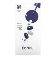 Edgeu, Perfect Gel Nail Wraps, ENT 402 Starry Night, 19 Piece Set