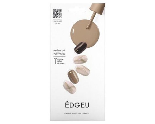 Edgeu, Perfect Gel Nail Wraps, ENT 209 Chocolat Nuance, 19 Piece Set