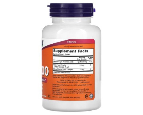 NOW Foods, C-1000, With Rose Hips and Bioflavonoids, 100 Tablets