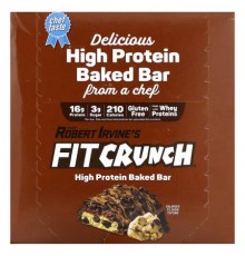 FITCRUNCH, High Protein Baked Bar, Chocolate Chip Cookie Dough, 9 Bars, 1.62 oz (46 g) Each