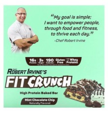 FITCRUNCH, High Protein Baked Bar, Mint Chocolate Chip, 9 Bars, 1.62 oz (46 g) Each