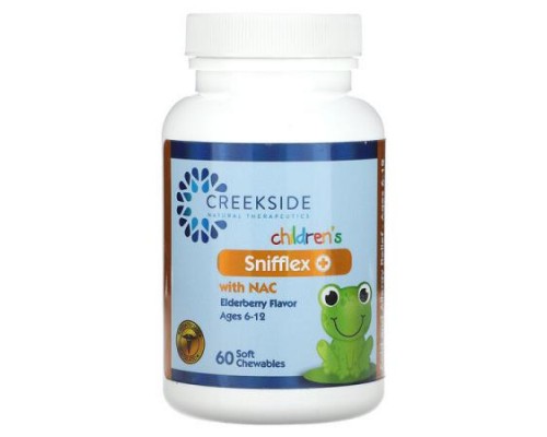 Creekside Natural Therapeutics, Children's Snifflex Plus with NAC, Ages 6-12, Elderberry, 60 Soft Chewables Creekside Natural Therapeutics, Children's Snifflex Plus with NAC, Ages 6-12, Elderberry, 60 Soft Chewables