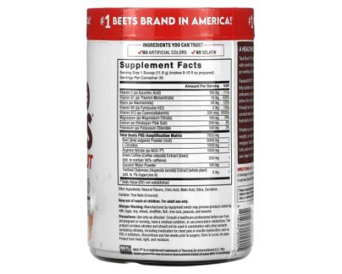 Force Factor, Total Beets®, Pre-Workout, Watermelon, 12.5 oz (354 g)