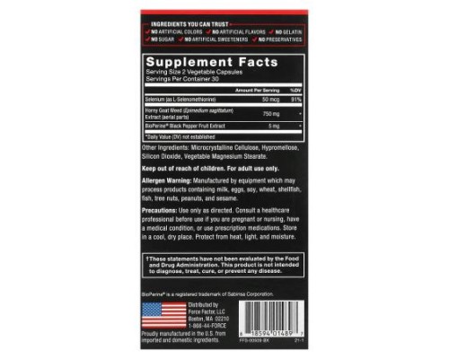 Force Factor, Fundamentals, Horny Goat Weed, 60 Capsules
