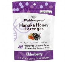 Wedderspoon, Manuka Honey Lozenges, Elderberry, 2.6 oz (74 g)