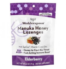 Wedderspoon, Manuka Honey Lozenges, Elderberry, 2.6 oz (74 g)