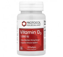 Protocol for Life Balance, Vitamin D3 , 1,000 IU, 120 Softgels